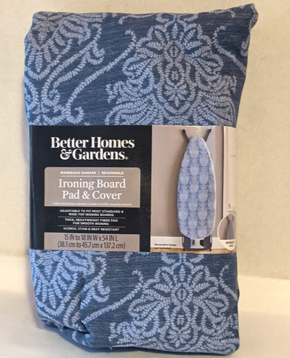 Better Homes & Gardens Ironing Board Pad Cover Reversible Margeau 15"x18"x54"